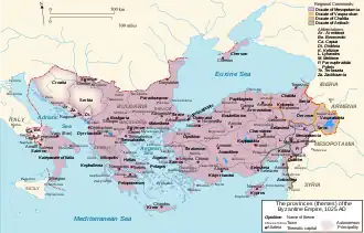 Themata de l'Empire byzantin à la mort de Basile II en 1025