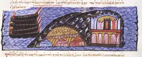 Le siège de Candie, principale forteresse musulmane en Crète, dépeinte dans le manuscrit Skylitzès de Madrid
