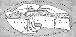 Carte du monde vu par Strabon vers 20