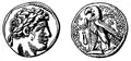 Demi-shekel de Tyr en l'an 102 av. J.-C. Inscription : « Année 24, [pièce] de Tyr, [ville] sacrée et inviolable »
