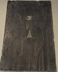 Stèle de Cécile de Saint-Lambert, morte le 13 septembre 1340, musée Saint-Remi de Reims.
