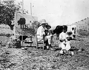 Fernando Faber au travail en plein air dans la province de Cordoba en 1917.