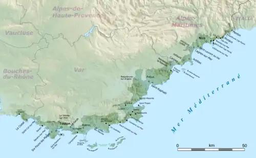 Carte de la Côte d'Azur