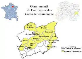 Localisation de Ancienne communauté de communes des Côtes de Champagne