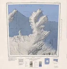(en) Carte du cap Herlacher, au nord de la péninsule de Martin.