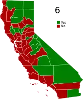 Carte de la Californie montrant les résultats du vote comté par comté