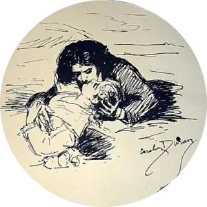 Un baiser (vers 1880), lithographie.