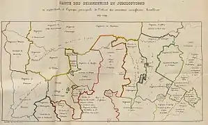 carte des seigneuries et juridictions 1765-1785 à l'époque des concessions des houillères