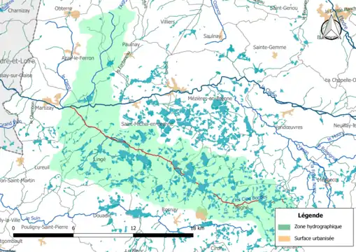 Les Cinq Bondes (en rouge) et la zone hydrographique dans laquelle il s'insère.