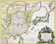 Carte Le Règne de la Chine dite actuellement Catay et Mangin (Il Regno della China detto presentemente Catay e Mangin )