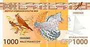 Face néo-calédonienne (verso) des billets de 1 000 F CFP