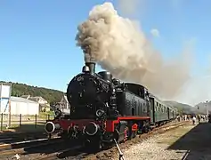 la locomotive à vapeur NE61 des aciéries sarroises Neuenkirche Hütte à Treignes.