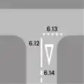 6.13 Ligne d'attente & 6.12 Ligne longitudinale continue & 6.14 Présignalisation de la ligne d'attente