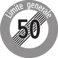 2.53.1 (i) Fin de la vitesse maximale 50, Limite générale