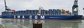 CMA CGM Marco Polo dans le port de port de Port de Zeebrugge en Belgique