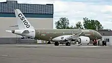 Véhicule d'essai en vol Bombardier CSeries CS100 (FTV-1) à Mirabel.