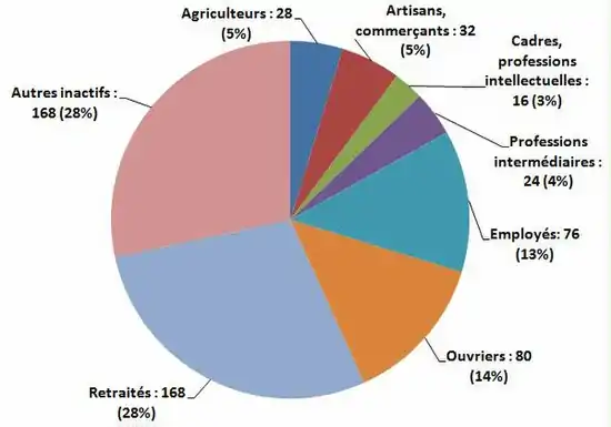 Catégories socio-professionnelles de la population de Liernais de 1999