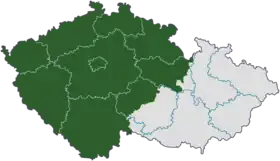 Localisation de la Bohême (en vert) en Tchéquie.