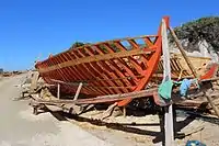 Un caïque en construction ou réparation sur l'île de Samos.