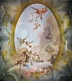 Allégorie du mérite accompagnée de la noblesse et de la vertu par Giambattista Tiepolo