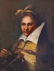 Jeune homme tenant un casque par Giandomenico Tiepolo