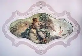 Vénus et l'Amour devant la forge de Vulcain Fresque marouflée