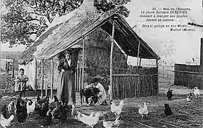 Cabane de gardian au mas de l'Amarée aux Saintes-Maries-de-la-Mer dans les années 1900.