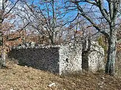 Cabanon en ruine, ancien jas de pierre sèche.