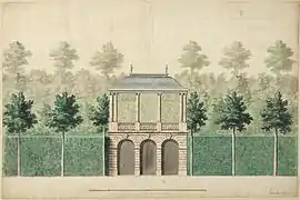 Elévation du cabinet de pierre des jardins hauts de Meudon, du côté de Montafilan (près des Capucins). Nationalmuseum de Stockholm, NMH THC 377.