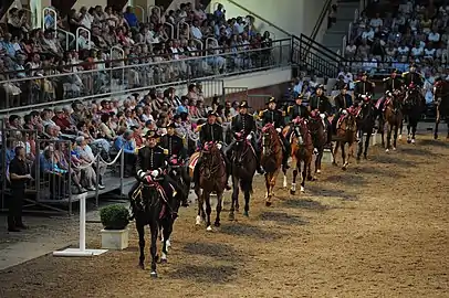 Reprise en manège des écuyers du Cadre noir