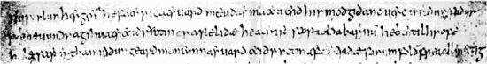 Détail de trois lignes d'une page manuscrite rédigée en petits caractères noirs