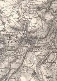 La Folie et Couvrechef sur une carte d'État-major de 1848