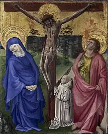 Anonyme Bourguignon, Calvaire au moine chartreux, 1430-1440. Musée des beaux-arts de Dijon.