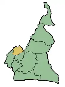 Localisation de la région du Nord-Ouest (Cameroun).