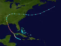 Parcours de l'ouragan Camille