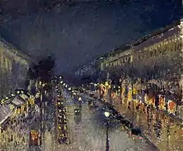 Camille Pissarro - Le Boulevard Montmartre la nuit (1898)