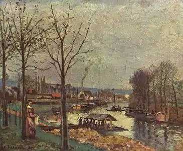 Le Lavoir, toile de Camille Pissarro (à droite l'île du Pothuis)