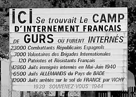 Camp de Gurs panneau mémoriel 1980.jpg