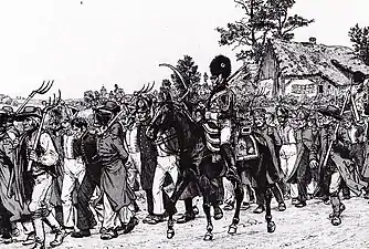 Escorte de déserteurs pendant la campagne d'Allemagne de 1813, par Richard Knötel (1857-1914)