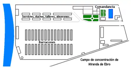 Plan du camp de concentration de Miranda de Ebro