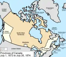 Le Canada, à l'entrée de l’Île-du-Prince-Édouard dans la Confédération en 1873 (en anglais).