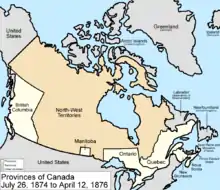 1874 : extension de l'Ontario sur les Territoires du Nord-Ouest.