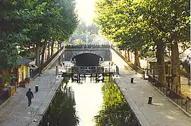 Écluse du Temple et entrée nord du tunnel.