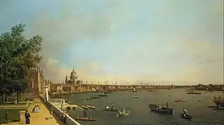La Tamise vue de la terrasse de Somerset House vers La Citypar Canaletto, Royal Collection.