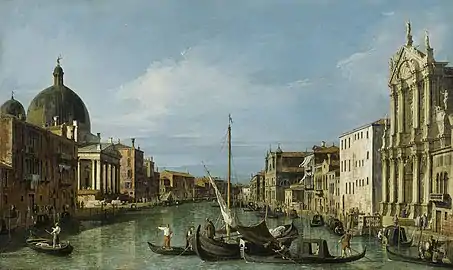 Le Grand Canal regardant à l’ouestavec le Scalzi et le San Simeone Piccolo, 1726-1727, par CanalettoRoyal Collection
