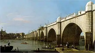 Pont de Westminster en construction (vu du contrefort du sud-est, 1747).