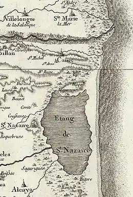 L'étang de Canet-Saint-Nazaire sur la carte de Cassini de 1750.