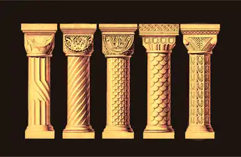 chapiteaux et colonnes normands de la crypte