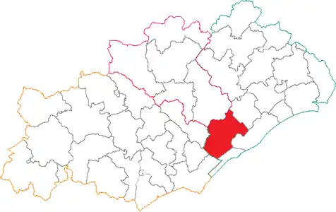 Situation du canton de Mèze dans le département de l'Hérault avant 2015.