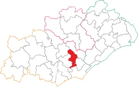 Situation du canton de Pézenas dans le département de l'Hérault avant 2015.